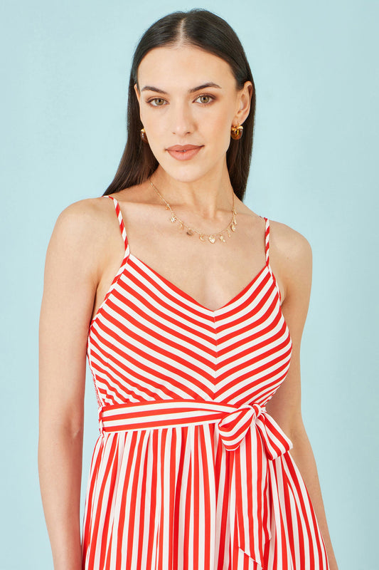 Red Stripe Midi Sun Dress