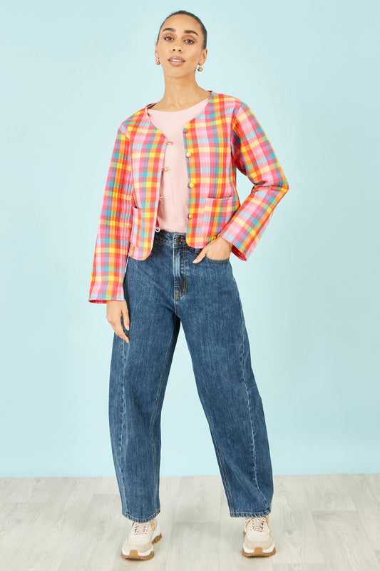 The Checked – Multicolour Reversible Cotton Quilted Jacket