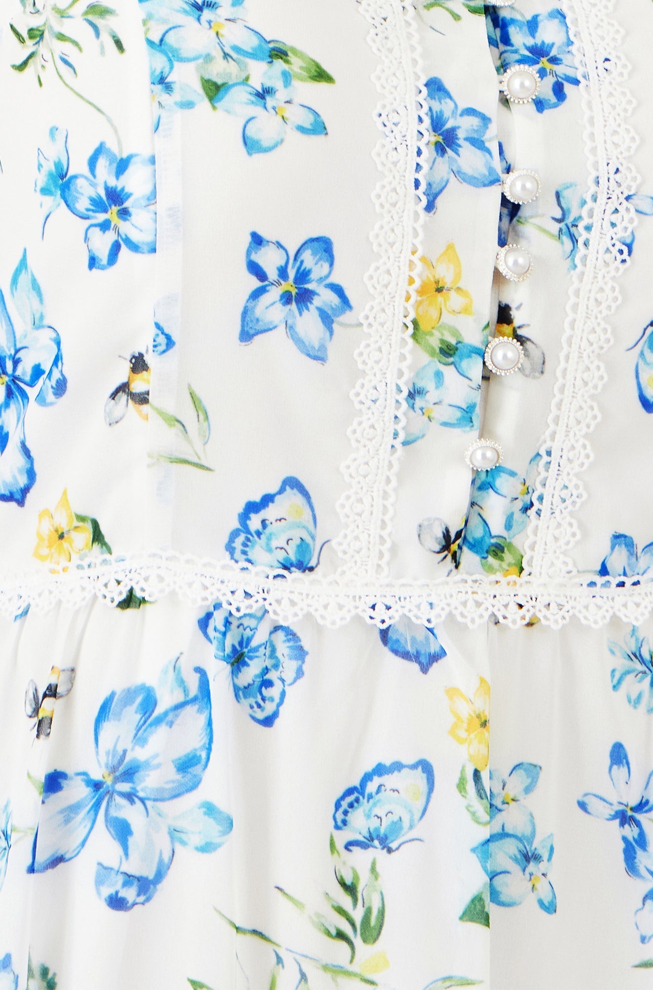 The Butterfly Print – White Tiered Maxi Dress