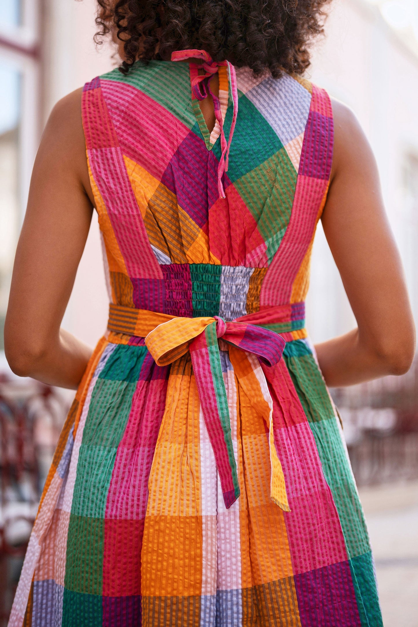 The Seersucker – Cotton Check Midi Sun Dress