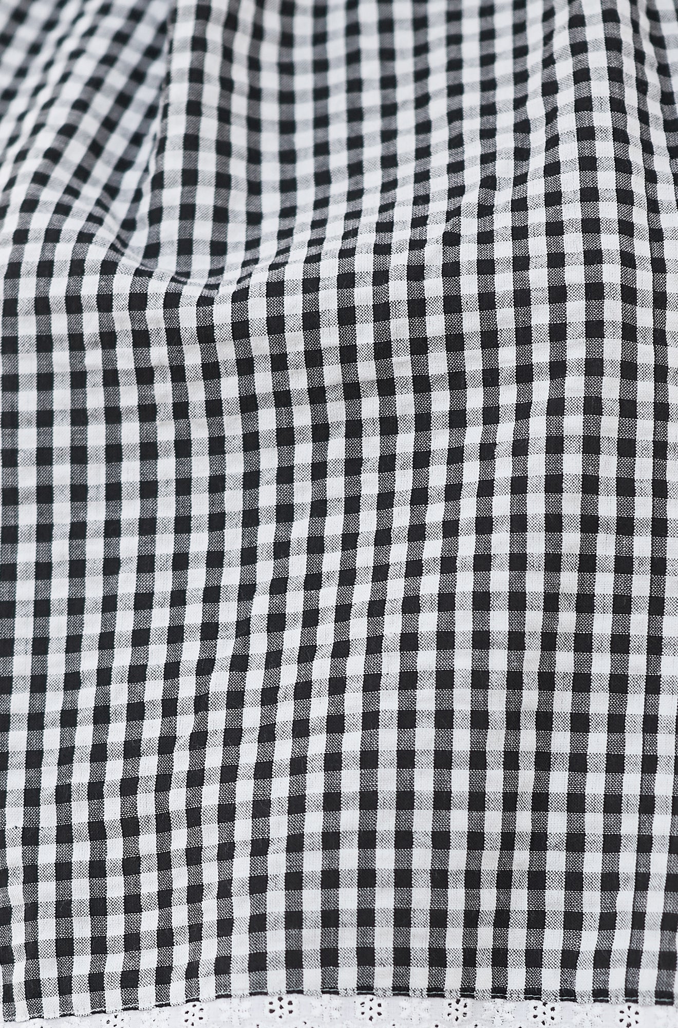 Black Gingham Cotton Midi Skirt