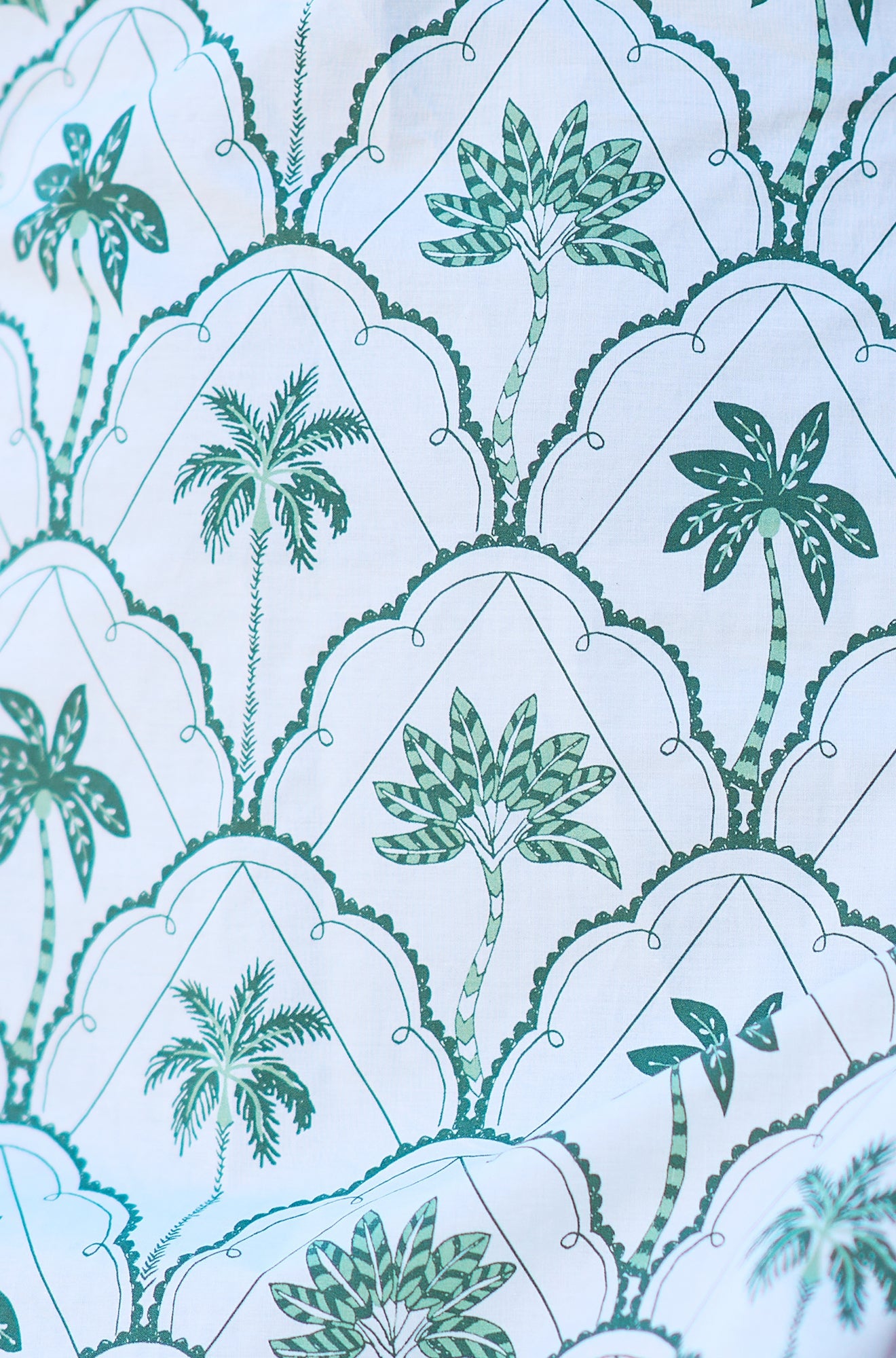 White Palm Tree Cotton Shift Mini Dress