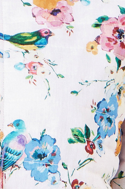 Blue Floral Embroidery Cotton Jacket