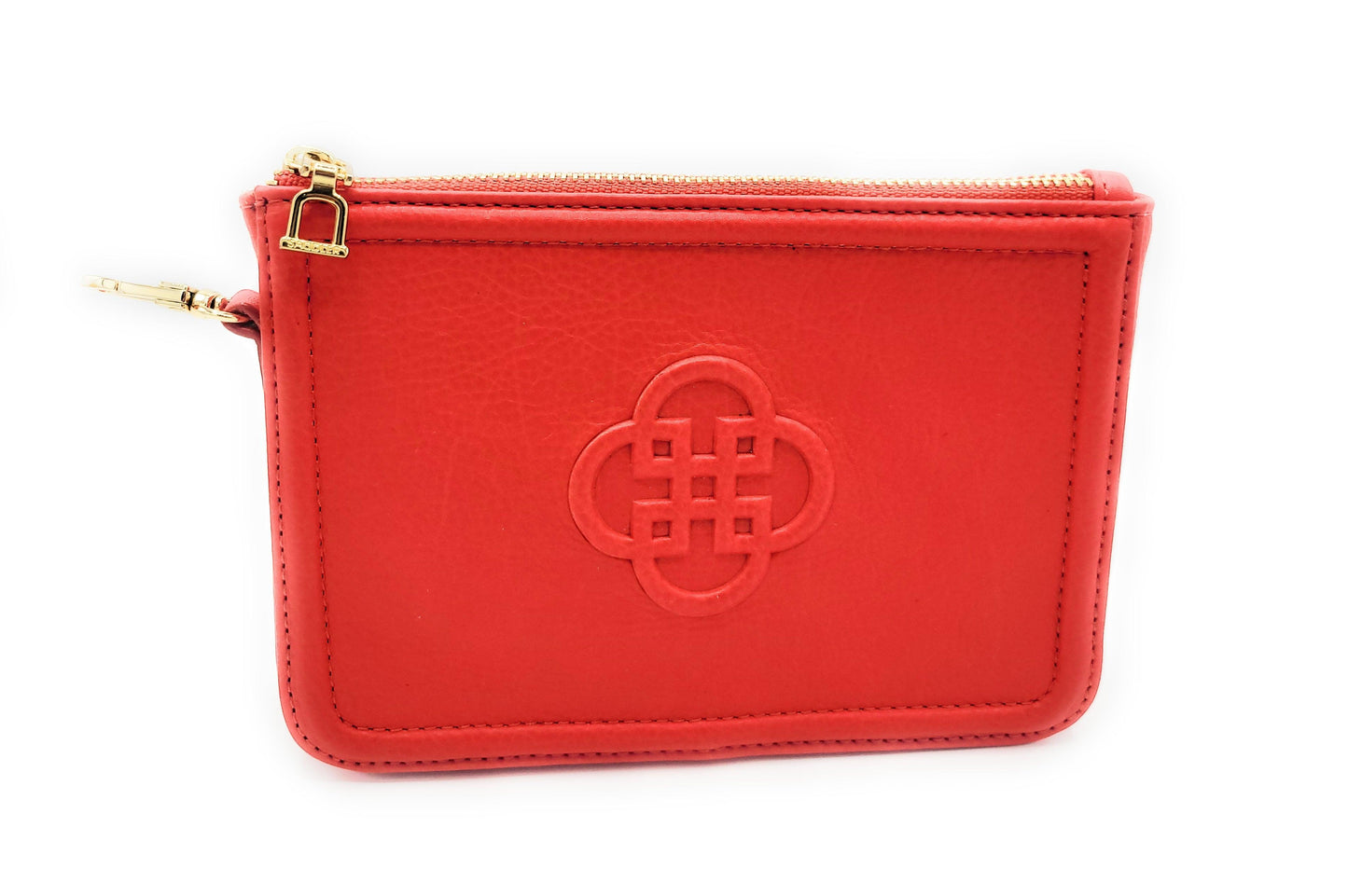 Frankie Leather Zip Top Make-up Pouch - Red - Bascora