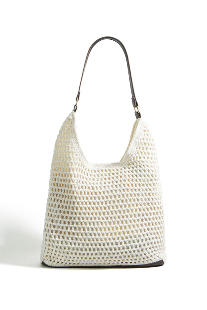 Yumi Ivory Crochet Shoulder Bag – Faux Leather Straps