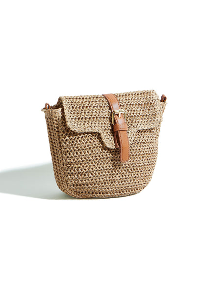 The Raffia Crossbody – Woven with Faux Leather Trim