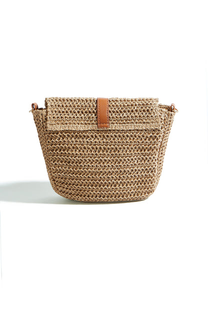 The Raffia Crossbody – Woven with Faux Leather Trim