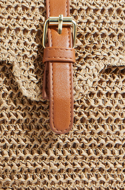 The Raffia Crossbody – Woven with Faux Leather Trim