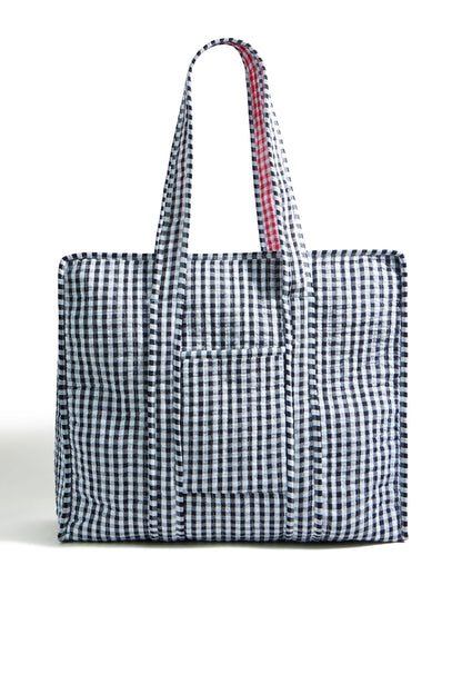 The Gingham Quilted Shopper – Black
