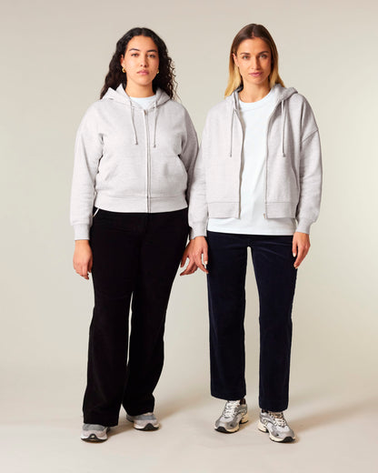Organic Dropped Shoulder Zipped Hoodie - Womens