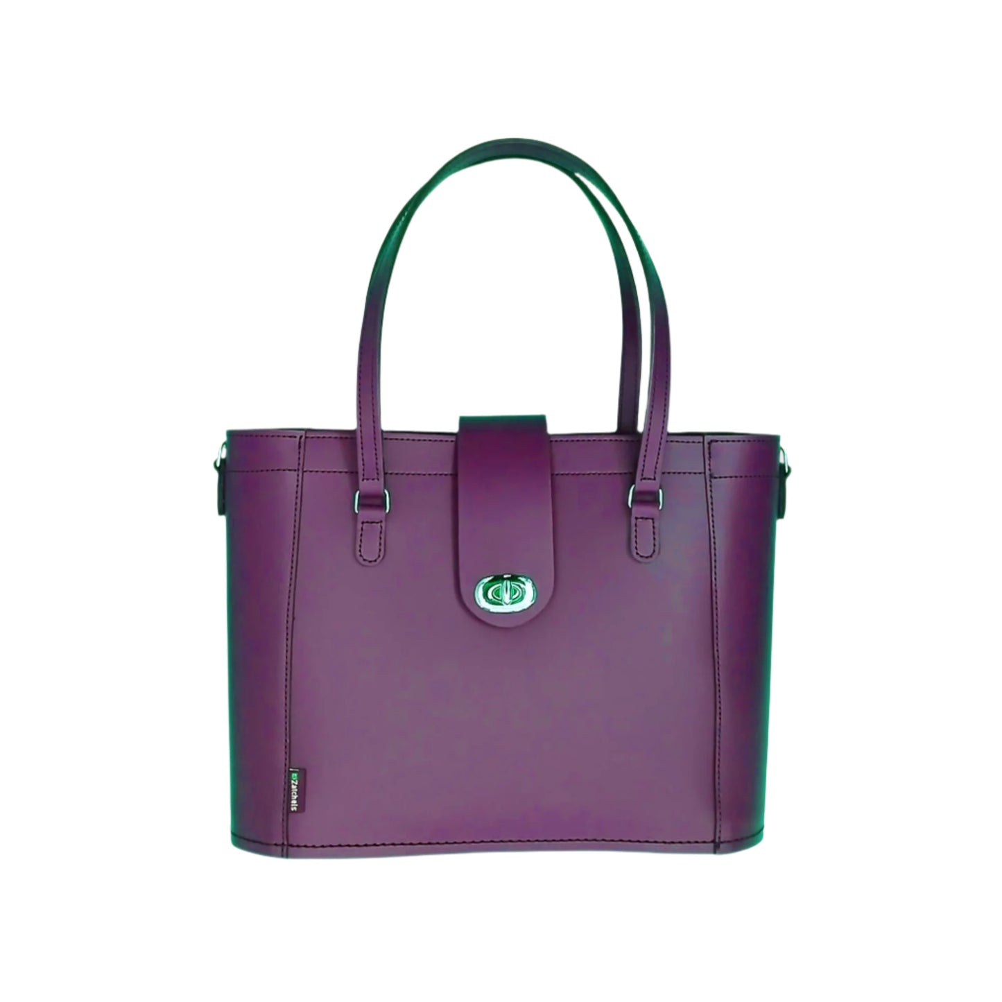 Leather Mini Twist Lock Shopper Bag – Purple