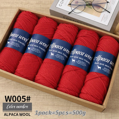 Coarse Alpaca Wool Yarn – 5 x 100g Skeins (500g)
