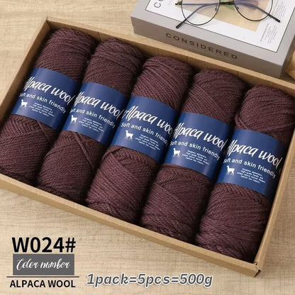 Coarse Alpaca Wool Yarn – 5 x 100g Skeins (500g)