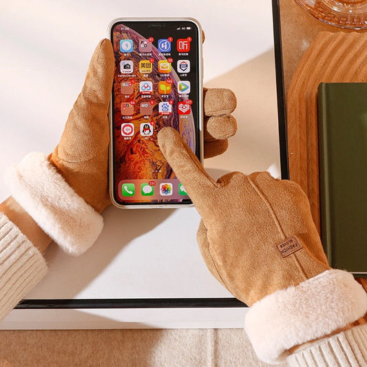 Women's Suede Leather Touchscreen Gloves