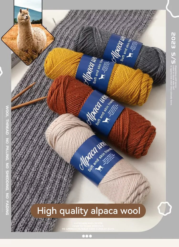 Coarse Alpaca Wool Yarn – 5 x 100g Skeins (500g)