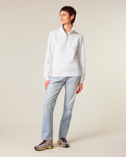 Organic Zip Neck Sweatshirt: Unisex