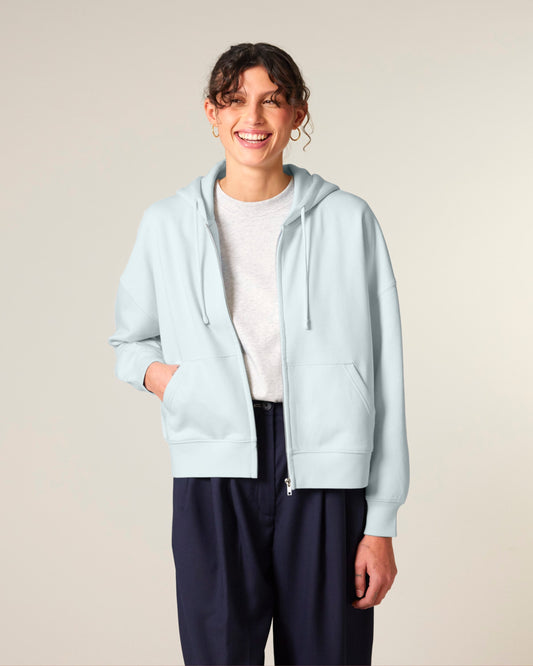 Organic Dropped Shoulder Zipped Hoodie - Womens