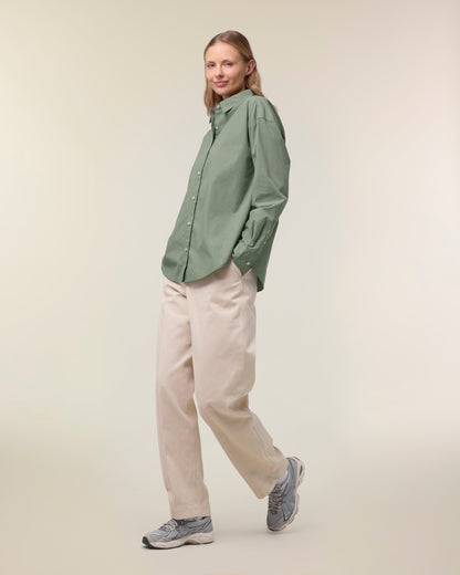 Organic Poplin Long Sleeve Shirt - Womens