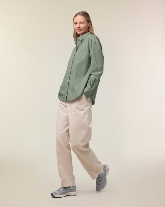 Organic Poplin Long Sleeve Shirt - Womens