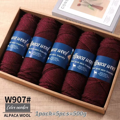 Coarse Alpaca Wool Yarn – 5 x 100g Skeins (500g)