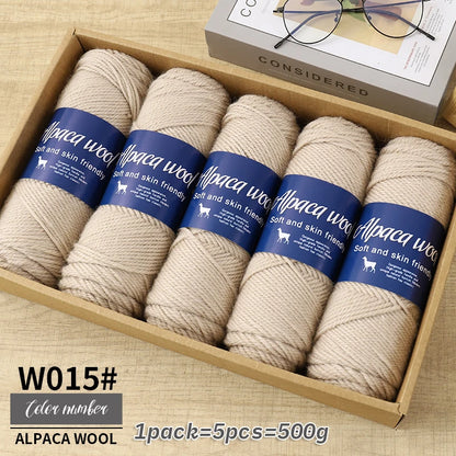 Coarse Alpaca Wool Yarn – 5 x 100g Skeins (500g)