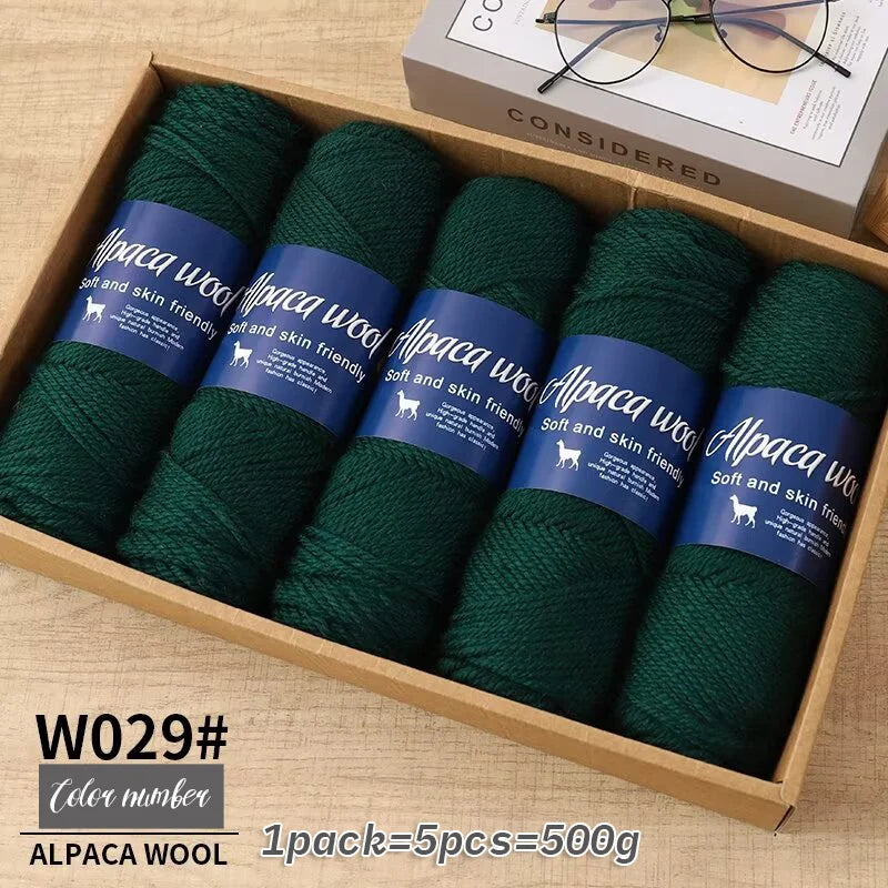 Coarse Alpaca Wool Yarn – 5 x 100g Skeins (500g)