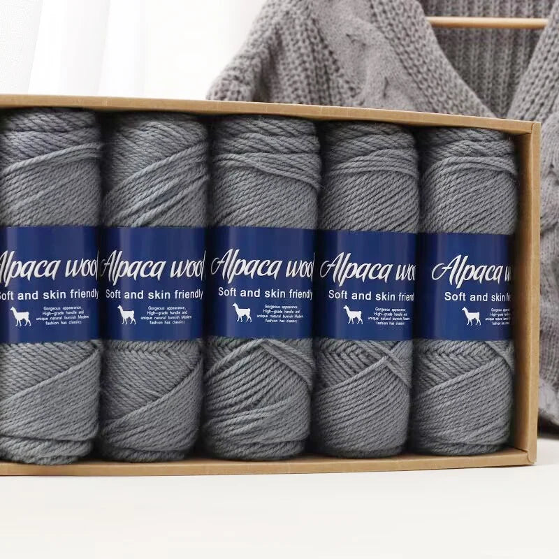 Coarse Alpaca Wool Yarn – 5 x 100g Skeins (500g)