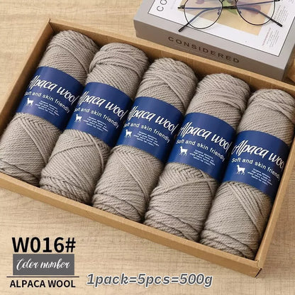 Coarse Alpaca Wool Yarn – 5 x 100g Skeins (500g)