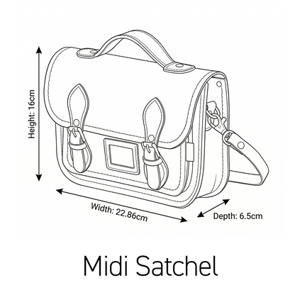 Floral Lined Leather Midi Satchel - Chestnut