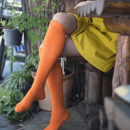 Knee-High Bamboo Thermal Socks -  Wellington Boots Socks Organic Thermal - Orange