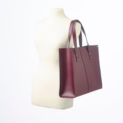 Handmade Leather Shopper – Marsala Red