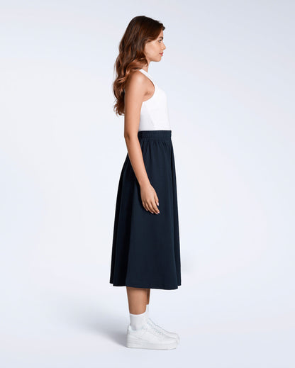 The Gathered Midi Skirt – Organic Cotton