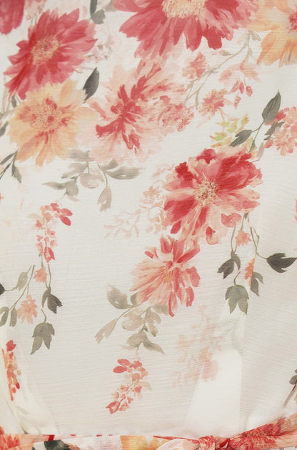 The Mirror Floral – White Pleated Midi Dress