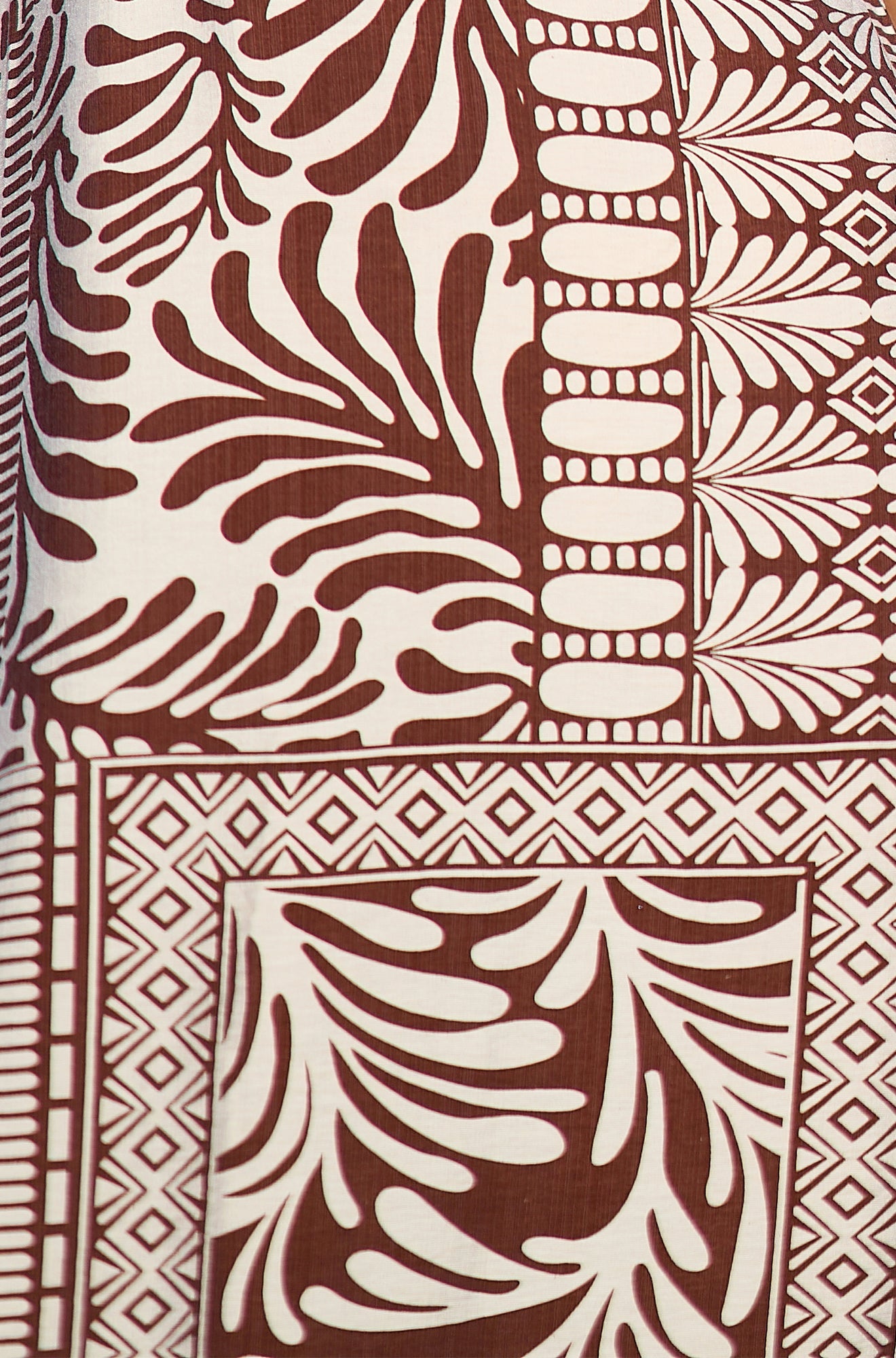 Brown Tile Print Maxi Dress With Bead Details