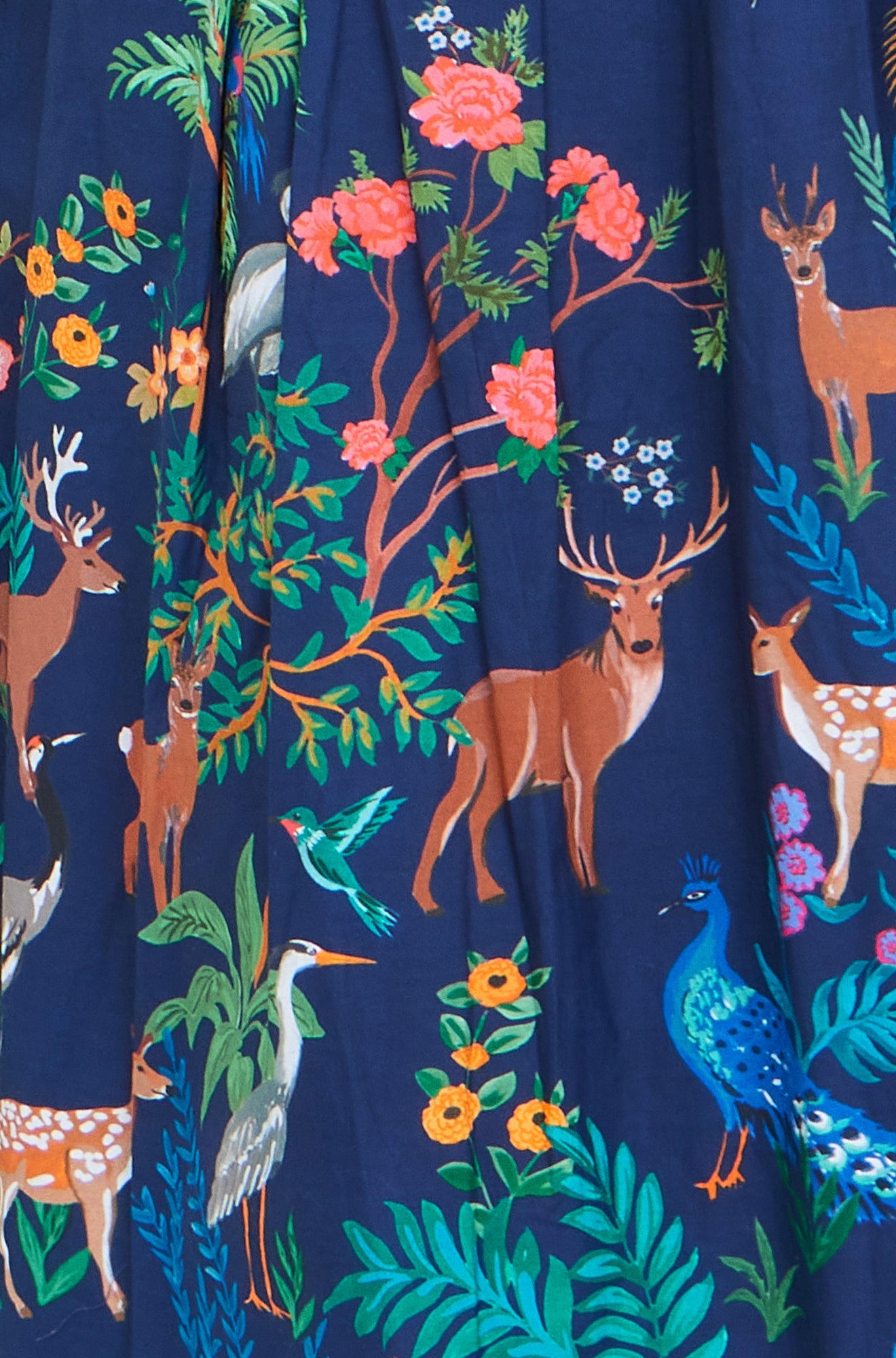 The Woodland – Navy Cotton Midi Skater Dress