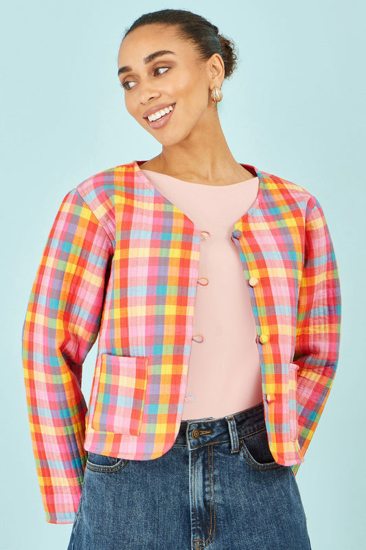The Checked – Multicolour Reversible Cotton Quilted Jacket