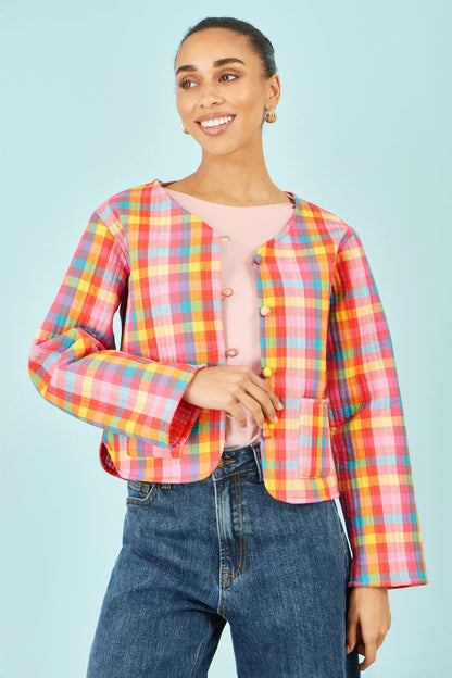 The Checked – Multicolour Reversible Cotton Quilted Jacket