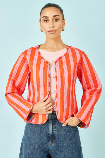 The Checked – Multicolour Reversible Cotton Quilted Jacket