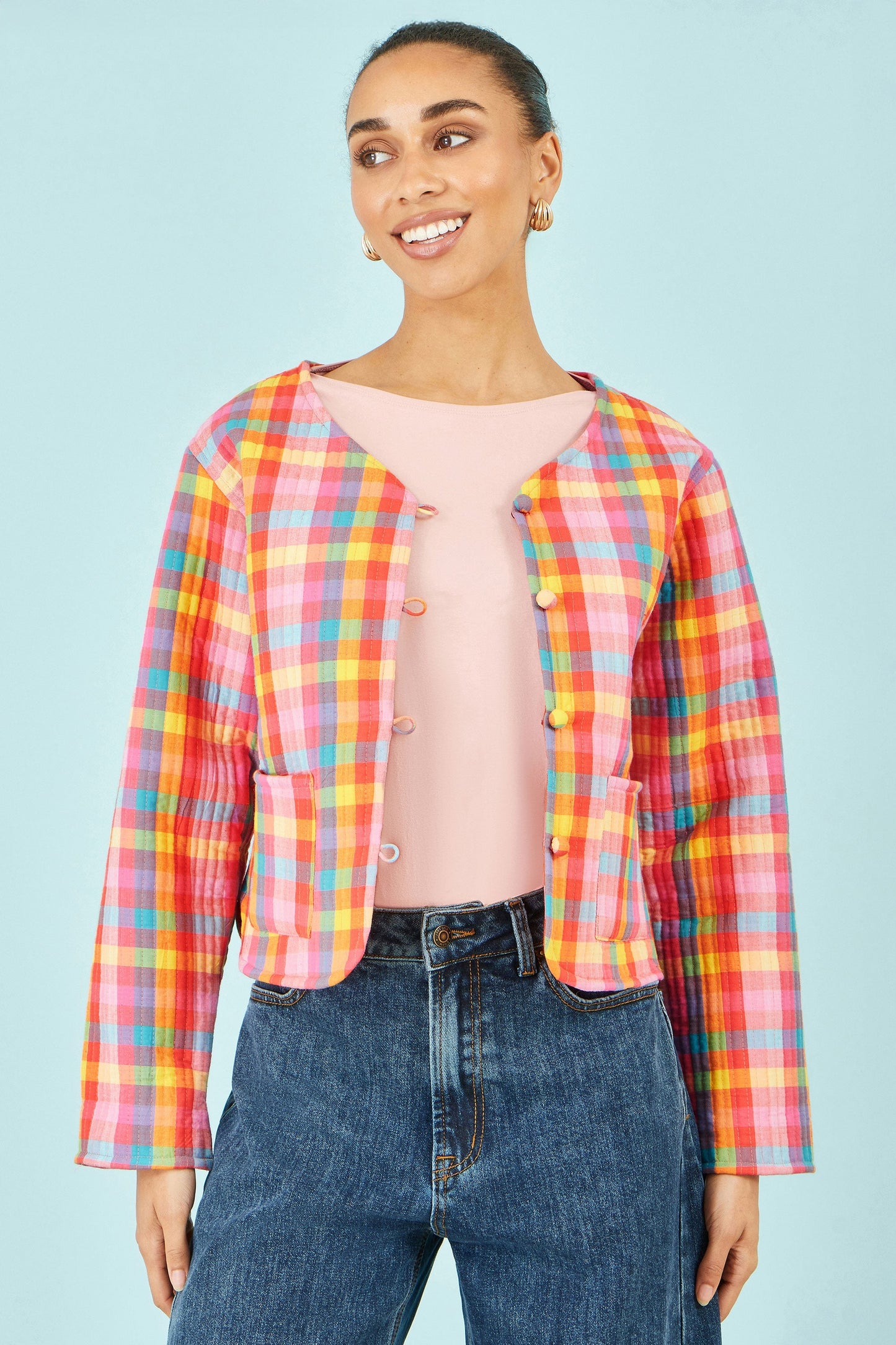 The Checked – Multicolour Reversible Cotton Quilted Jacket