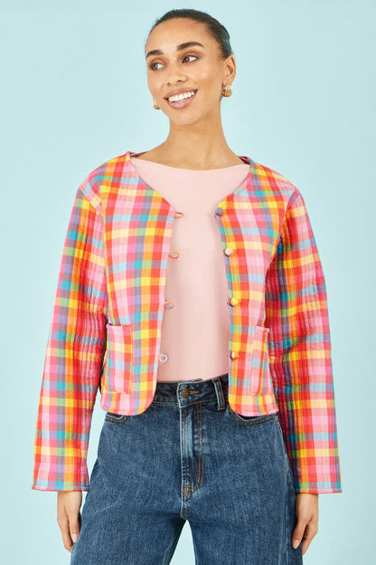 The Checked – Multicolour Reversible Cotton Quilted Jacket