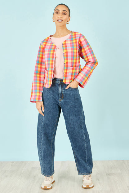 The Checked – Multicolour Reversible Cotton Quilted Jacket