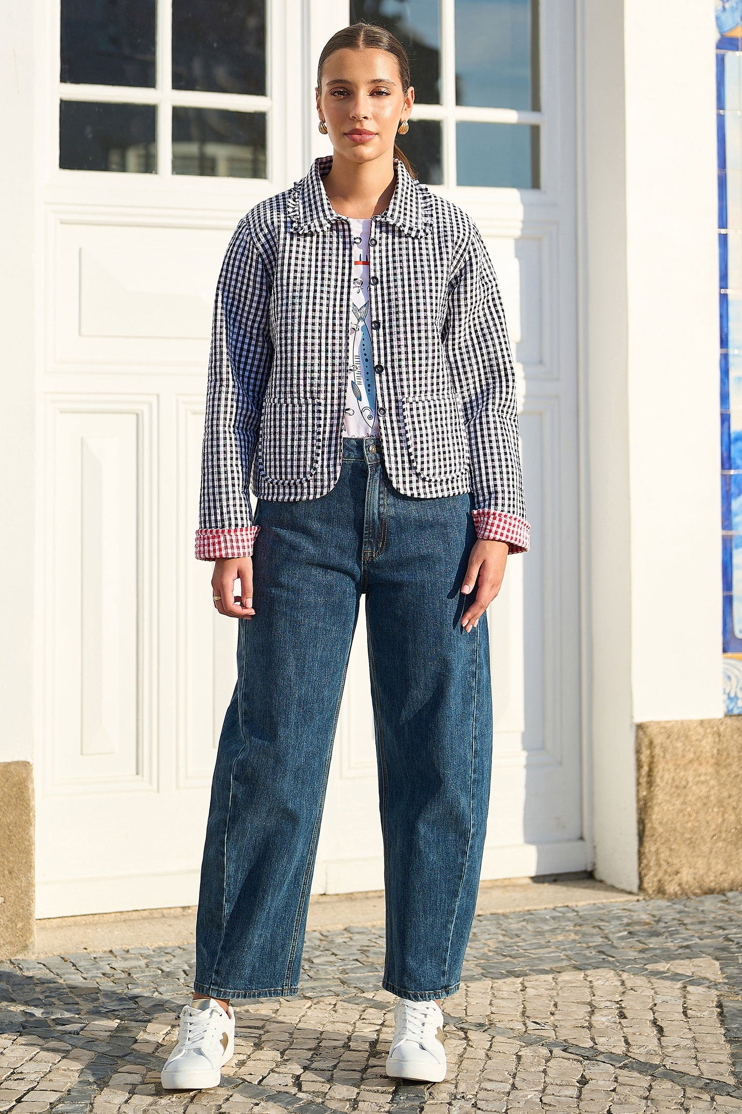 The Gingham Frill – Black Cotton Jacket