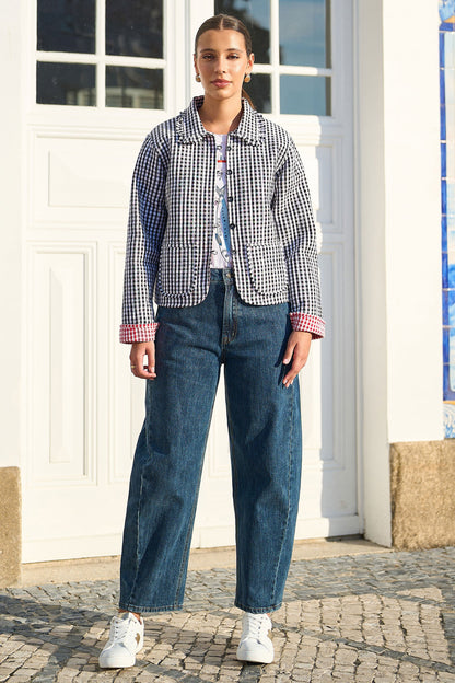 The Gingham Frill – Black Cotton Jacket
