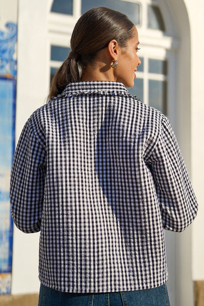 The Gingham Frill – Black Cotton Jacket