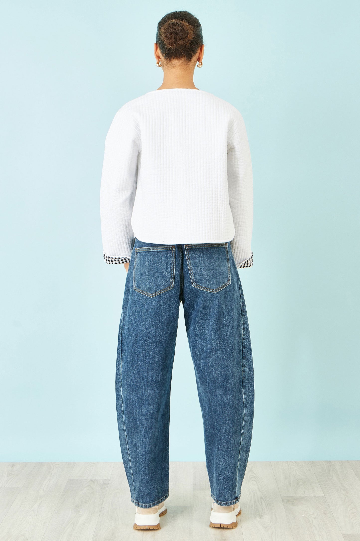 The White Gingham – Reversible Cotton Quilted Cropped Jacket