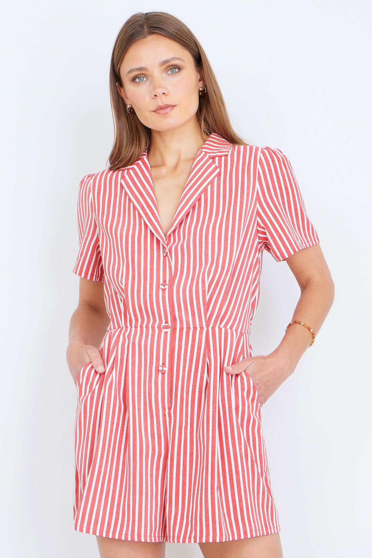Red Stripe Retro Playsuit