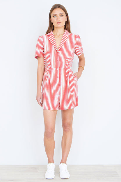 Red Stripe Retro Playsuit