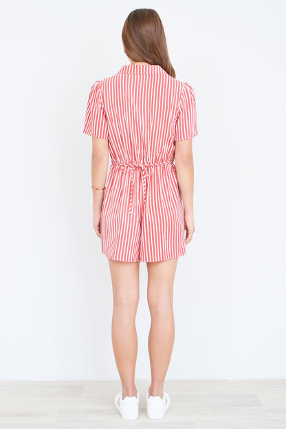 Red Stripe Retro Playsuit