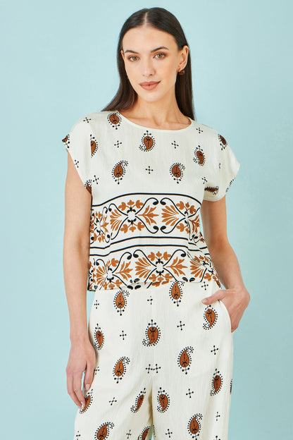The Paisley – Ivory Viscose Top