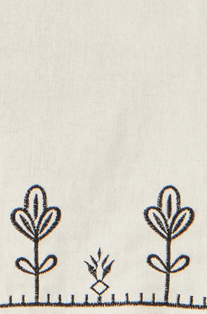 Ivory Linen Mix Embroirdered Top